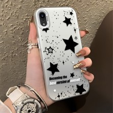 HONTINGA iPhone Xr ile Uyumlu Kılıfı Silikon Kenar Sert Arka Düşüme Önleyici Basitlik Anti Düşme Kamera Korumali Yıldız Desen Telefon Kılıfı Kadın ve Erkek Için Uygundur K1-0704