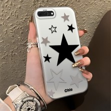 HONTINGA iPhone 8 Plus ile Uyumlu Kılıfı Silikon Kenar Sert Arka Düşüme Önleyici Basitlik Anti Düşme Kamera Korumali Yıldız Desen Telefon Kılıfı Kadın ve Erkek Için Uygundur K1-0706