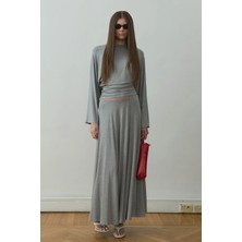 Suud Collection Gri Sophia Yarasa Kol Bluz