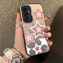 HONTINGA Samsung Galaxy A36 ile Uyumlu Kılıfı Silikon Kenar Sert Arka Düşüme Önleyici Basitlik Anti Düşme Kamera Korumali Pembe Yıldız Desen Telefon Kılıfı Kadın ve Erkek Için Uygundur K1-0707