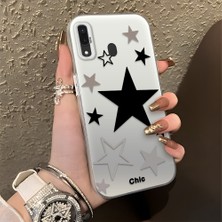 HONTINGA Samsung Galaxy A30 ile Uyumlu Kılıfı Silikon Kenar Sert Arka Düşüme Önleyici Basitlik Anti Düşme Kamera Korumali Yıldız Desen Telefon Kılıfı Kadın ve Erkek Için Uygundur K1-0706