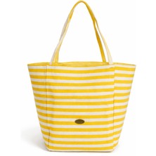 Yoyoso Geniş Hacimli, Çift Taraflı  Sarı Çizgili Plaj Çantası
