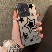 HONTINGA Realme C63 ile Uyumlu Kılıfı Silikon Kenar Sert Arka Düşüme Önleyici Basitlik Anti Düşme Kamera Korumali Yıldız Desen Telefon Kılıfı Kadın ve Erkek Için Uygundur K1-0709