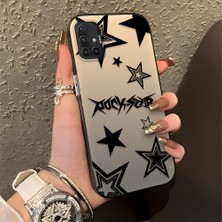 HONTINGA Samsung Galaxy A51 ile Uyumlu Kılıfı Silikon Kenar Sert Arka Düşüme Önleyici Basitlik Anti Düşme Kamera Korumali Yıldız Desen Telefon Kılıfı Kadın ve Erkek Için Uygundur K1-0706