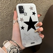 HONTINGA Samsung Galaxy A51 ile Uyumlu Kılıfı Silikon Kenar Sert Arka Düşüme Önleyici Basitlik Anti Düşme Kamera Korumali Yıldız Desen Telefon Kılıfı Kadın ve Erkek Için Uygundur K1-0706