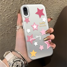 HONTINGA iPhone Xr ile Uyumlu Kılıfı Silikon Kenar Sert Arka Düşüme Önleyici Basitlik Anti Düşme Kamera Korumali Pembe Yıldız Desen Telefon Kılıfı Kadın ve Erkek Için Uygundur K1-0707