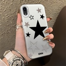 HONTINGA iPhone Xr ile Uyumlu Kılıfı Silikon Kenar Sert Arka Düşüme Önleyici Basitlik Anti Düşme Kamera Korumali Yıldız Desen Telefon Kılıfı Kadın ve Erkek Için Uygundur K1-0706