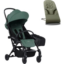 Babybjörn Bliss Ana Kucağı Petal Woven Dark Geen & Bumprider Connect³ Black-Olive Bebek Arabası - Yan Düzenleyici Çanta