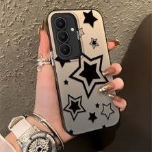 HONTINGA Samsung Galaxy S25 Fe ile Uyumlu Kılıfı Silikon Kenar Sert Arka Düşüme Önleyici Basitlik Anti Düşme Kamera Korumali Yıldız Desen Telefon Kılıfı Kadın ve Erkek Için Uygundur K1-0709