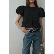 Suud Collection Siyah Beth Balon Kol Gömlek