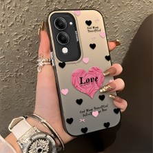 HONTINGA Vivo Y29S ile Uyumlu Kılıfı Silikon Kenar Sert Arka Düşüme Önleyici Basitlik Anti Düşme Kamera Korumali Kalp Desen Telefon Kılıfı Kadın ve Erkek Için Uygundur K1-0708