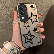 HONTINGA Vivo Y04 ile Uyumlu Kılıfı Silikon Kenar Sert Arka Düşüme Önleyici Basitlik Anti Düşme Kamera Korumali Yıldız Desen Telefon Kılıfı Kadın ve Erkek Için Uygundur K1-0703