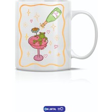 On Dijital Baskı Merkezi Sevimli Kadeh Temalı Beyaz Kupa