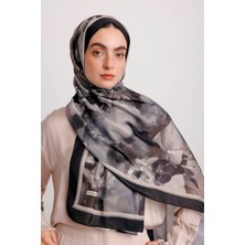 AYSHARA Hâle Çiçek Desenli Tek Taraflı Şal -  Siyah