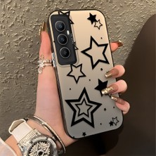 HONTINGA Realme C65 4g ile Uyumlu Kılıfı Silikon Kenar Sert Arka Düşüme Önleyici Basitlik Anti Düşme Kamera Korumali Yıldız Desen Telefon Kılıfı Kadın ve Erkek Için Uygundur K1-0703