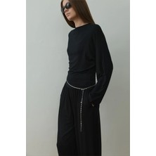 Suud Collection Siyah Sophia Yarasa Kol Bluz