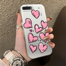 HONTINGA iPhone 8 Plus ile Uyumlu Kılıfı Silikon Kenar Sert Arka Düşüme Önleyici Basitlik Anti Düşme Kamera Korumali Kalp Desen Telefon Kılıfı Kadın ve Erkek Için Uygundur K1-0708