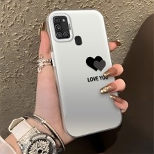 HONTINGA Samsung Galaxy A21S ile Uyumlu Kılıfı Silikon Kenar Sert Arka Düşüme Önleyici Basitlik Anti Düşme Kamera Korumali Kalp Desen Telefon Kılıfı Kadın ve Erkek Için Uygundur K1-0710