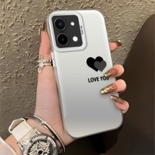 HONTINGA Vivo Y28 ile Uyumlu Kılıfı Silikon Kenar Sert Arka Düşüme Önleyici Basitlik Anti Düşme Kamera Korumali Kalp Desen Telefon Kılıfı Kadın ve Erkek Için Uygundur K1-0710