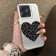 HONTINGA Realme C63 ile Uyumlu Kılıfı Silikon Kenar Sert Arka Düşüme Önleyici Basitlik Anti Düşme Kamera Korumali Leopar Kalp Desen Telefon Kılıfı Kadın ve Erkek Için Uygundur K1-0715