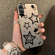 HONTINGA iPhone Xs Max ile Uyumlu Kılıfı Silikon Kenar Sert Arka Düşüme Önleyici Basitlik Anti Düşme Kamera Korumali Yıldız Desen Telefon Kılıfı Kadın ve Erkek Için Uygundur K1-0703