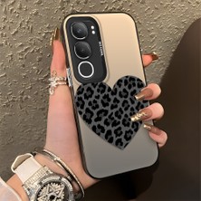 HONTINGA Vivo Y19S ile Uyumlu Kılıfı Silikon Kenar Sert Arka Düşüme Önleyici Basitlik Anti Düşme Kamera Korumali Leopar Kalp Desen Telefon Kılıfı Kadın ve Erkek Için Uygundur K1-0715