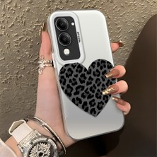 HONTINGA Vivo Y04 ile Uyumlu Kılıfı Silikon Kenar Sert Arka Düşüme Önleyici Basitlik Anti Düşme Kamera Korumali Leopar Kalp Desen Telefon Kılıfı Kadın ve Erkek Için Uygundur K1-0715