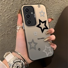 HONTINGA Samsung Galaxy S25 Plus ile Uyumlu Kılıfı Silikon Kenar Sert Arka Düşüme Önleyici Basitlik Anti Düşme Kamera Korumali Yıldız Desen Telefon Kılıfı Kadın ve Erkek Için Uygundur K1-0704