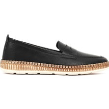 Derimod Kadın Siyah Deri Loafer 26PFD501218