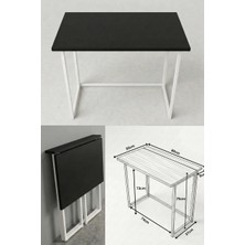 Ayz Worker Katlanır Çalışma Masası Katlanır Mutfak Masası Katlanabilir Yemek Masası Beyaz-Siyah