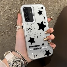 HONTINGA Samsung Galaxy A17 ile Uyumlu Kılıfı Silikon Kenar Sert Arka Düşüme Önleyici Basitlik Anti Düşme Kamera Korumali Yıldız Desen Telefon Kılıfı Kadın ve Erkek Için Uygundur K1-0704