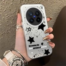 HONTINGA Vivo X200 Pro ile Uyumlu Kılıfı Silikon Kenar Sert Arka Düşüme Önleyici Basitlik Anti Düşme Kamera Korumali Yıldız Desen Telefon Kılıfı Kadın ve Erkek Için Uygundur K1-0704