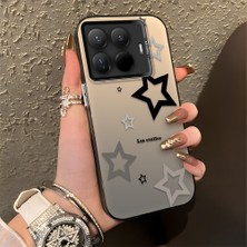 HONTINGA Xiaomi 15T Pro ile Uyumlu Kılıfı Silikon Kenar Sert Arka Düşüme Önleyici Basitlik Anti Düşme Kamera Korumali Yıldız Desen Telefon Kılıfı Kadın ve Erkek Için Uygundur K1-0704