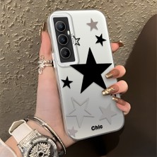 HONTINGA Realme C65 4g ile Uyumlu Kılıfı Silikon Kenar Sert Arka Düşüme Önleyici Basitlik Anti Düşme Kamera Korumali Yıldız Desen Telefon Kılıfı Kadın ve Erkek Için Uygundur K1-0706