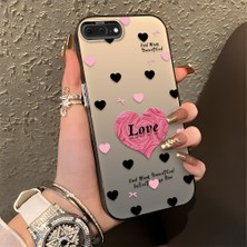 HONTINGA iPhone 8 Plus ile Uyumlu Kılıfı Silikon Kenar Sert Arka Düşüme Önleyici Basitlik Anti Düşme Kamera Korumali Kalp Desen Telefon Kılıfı Kadın ve Erkek Için Uygundur K1-0708
