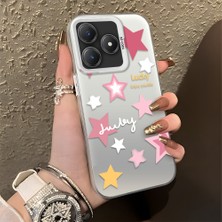 HONTINGA Realme C63 ile Uyumlu Kılıfı Silikon Kenar Sert Arka Düşüme Önleyici Basitlik Anti Düşme Kamera Korumali Pembe Yıldız Desen Telefon Kılıfı Kadın ve Erkek Için Uygundur K1-0707