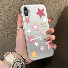 HONTINGA iPhone Xs ile Uyumlu Kılıfı Silikon Kenar Sert Arka Düşüme Önleyici Basitlik Anti Düşme Kamera Korumali Pembe Yıldız Desen Telefon Kılıfı Kadın ve Erkek Için Uygundur K1-0707