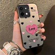 HONTINGA Vivo Y28 ile Uyumlu Kılıfı Silikon Kenar Sert Arka Düşüme Önleyici Basitlik Anti Düşme Kamera Korumali Kalp Desen Telefon Kılıfı Kadın ve Erkek Için Uygundur K1-0708