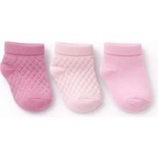 Solde 3’lü Set Bebek Pamuklu Günlük Çorap – Düz & Kabartmalı Baklava Desenli, Kaliteli