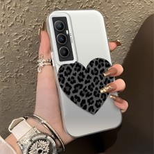 HONTINGA Realme C65 4g ile Uyumlu Kılıfı Silikon Kenar Sert Arka Düşüme Önleyici Basitlik Anti Düşme Kamera Korumali Leopar Kalp Desen Telefon Kılıfı Kadın ve Erkek Için Uygundur K1-0715