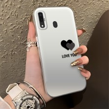 HONTINGA Samsung Galaxy A30 ile Uyumlu Kılıfı Silikon Kenar Sert Arka Düşüme Önleyici Basitlik Anti Düşme Kamera Korumali Kalp Desen Telefon Kılıfı Kadın ve Erkek Için Uygundur K1-0710