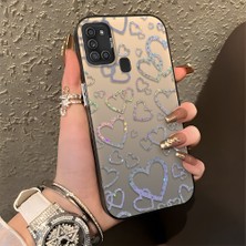 HONTINGA Samsung Galaxy A21S ile Uyumlu Kılıfı Silikon Kenar Sert Arka Düşüme Önleyici Basitlik Anti Düşme Kamera Korumali Kalp Desen Telefon Kılıfı Kadın ve Erkek Için Uygundur K1-0710