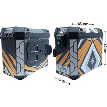 Gp Kompozit DSN07 Universal 40 Lt x 2 Desenli Alüminyum Motosiklet Yan Çanta Seti
