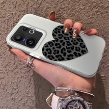 HONTINGA Vivo X200 Fe ile Uyumlu Kılıfı Silikon Kenar Sert Arka Düşüme Önleyici Basitlik Anti Düşme Kamera Korumali Leopar Kalp Desen Telefon Kılıfı Kadın ve Erkek Için Uygundur K1-0715
