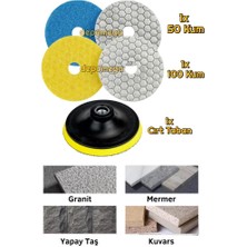 Depomega Granit Fayans Kuru Ped Zımpara Parlatma Set 2 Adet Ped 1 Adet Cırt Taban 100 mm