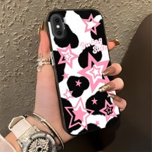 HONTINGA iPhone Xs Max ile Uyumlu Kılıfı Silikon Kenar Sert Arka Düşüme Önleyici Basitlik Anti Düşme Kamera Korumali Renkli Yıldızlar Desen Telefon Kılıfı Kadın ve Erkek Için Uygundur K1-0702