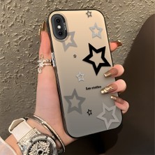HONTINGA iPhone Xs Max ile Uyumlu Kılıfı Silikon Kenar Sert Arka Düşüme Önleyici Basitlik Anti Düşme Kamera Korumali Yıldız Desen Telefon Kılıfı Kadın ve Erkek Için Uygundur K1-0704