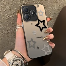HONTINGA Realme C63 ile Uyumlu Kılıfı Silikon Kenar Sert Arka Düşüme Önleyici Basitlik Anti Düşme Kamera Korumali Yıldız Desen Telefon Kılıfı Kadın ve Erkek Için Uygundur K1-0704