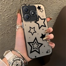 HONTINGA Realme C61 ile Uyumlu Kılıfı Silikon Kenar Sert Arka Düşüme Önleyici Basitlik Anti Düşme Kamera Korumali Yıldız Desen Telefon Kılıfı Kadın ve Erkek Için Uygundur K1-0703