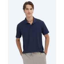 Lacivert Desenli Polo Yaka T-Shirt